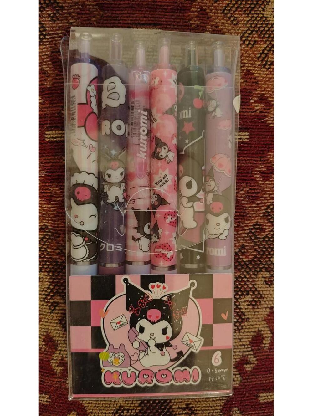 Sanrio - Kuromi From Hello Kitty - Ballpoint Pen Set Of 6 Pens - NEW